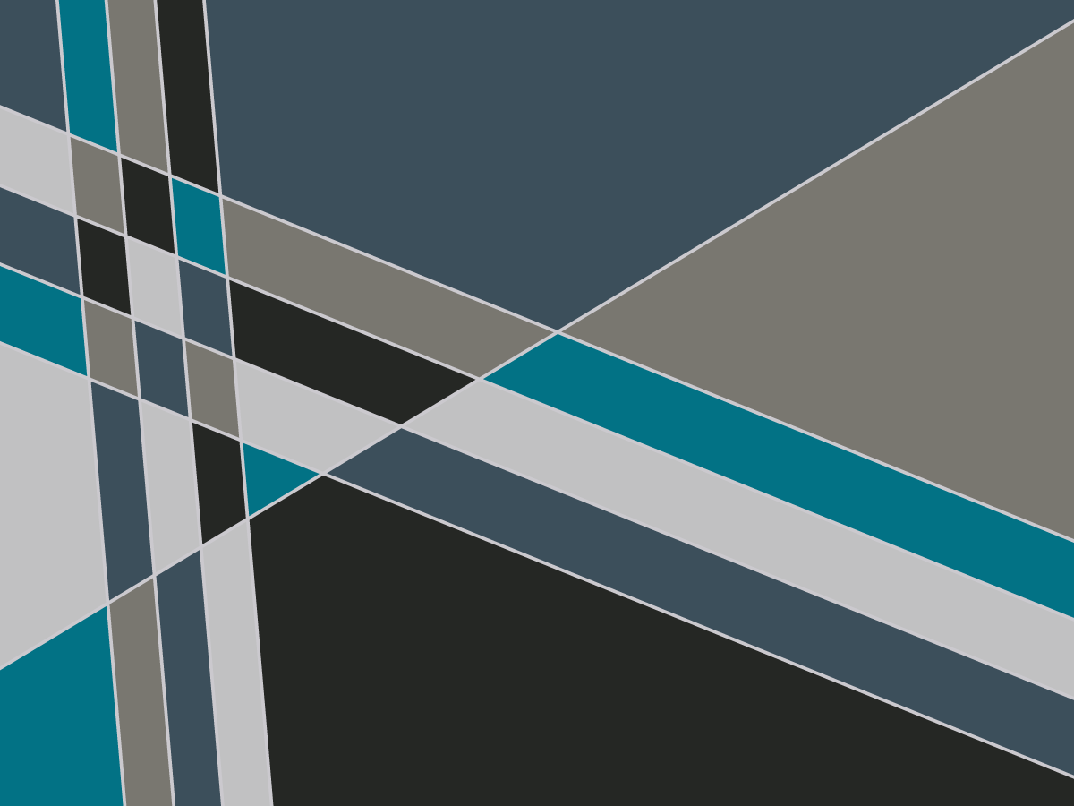 Geometric canvas: deep teal and slate ribbons crossing a grey field